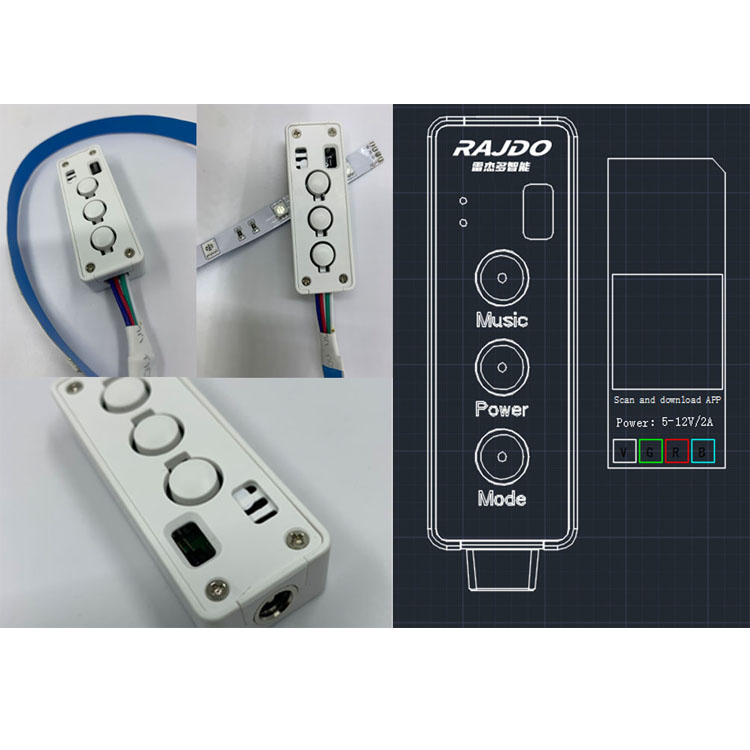 RGB 智能七彩控制器 BLE智能蓝牙幻彩灯方案 智能蓝牙5.1照明灯控方案 跑马灯串解决方案