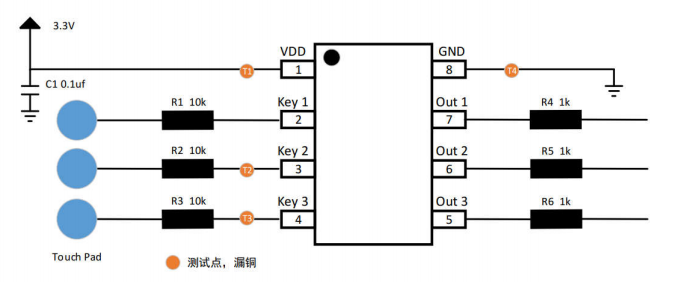 JT8033A/B触摸控制芯片，电容式三按键触摸IC，JT8033参数资料