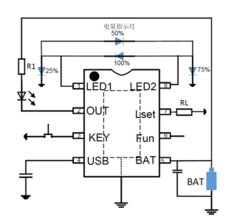 带有四段电量指示的手电筒照明控制专用芯片，CR68001参数资料