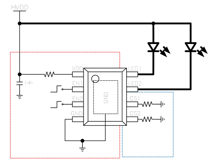XR8141B 双通道LED驱动芯片, 线性恒流驱动,单路最大恒流500mA,双路并联可达1A