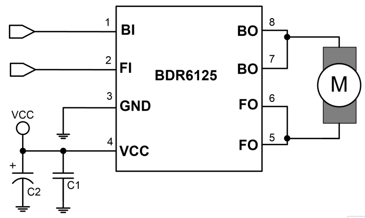 3.0V-18.0V大功率直流电机驱动芯片BDR6125,双向电机驱动IC 持续电流 4.50A，峰值 7.5A